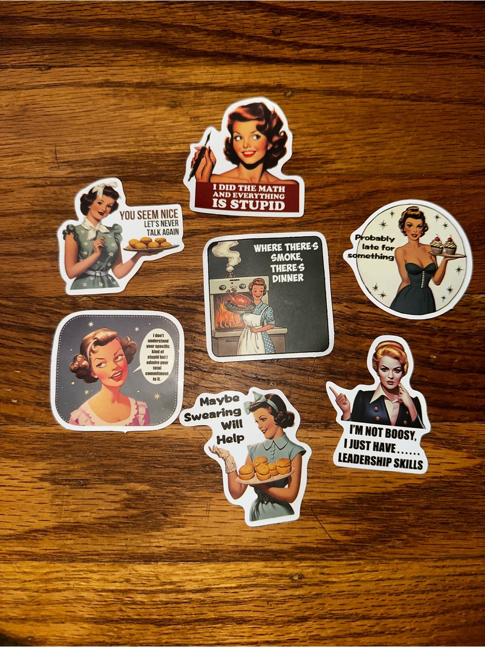 Vintage Humor Home Design Sticker Pack - Multi-Color Retro Women